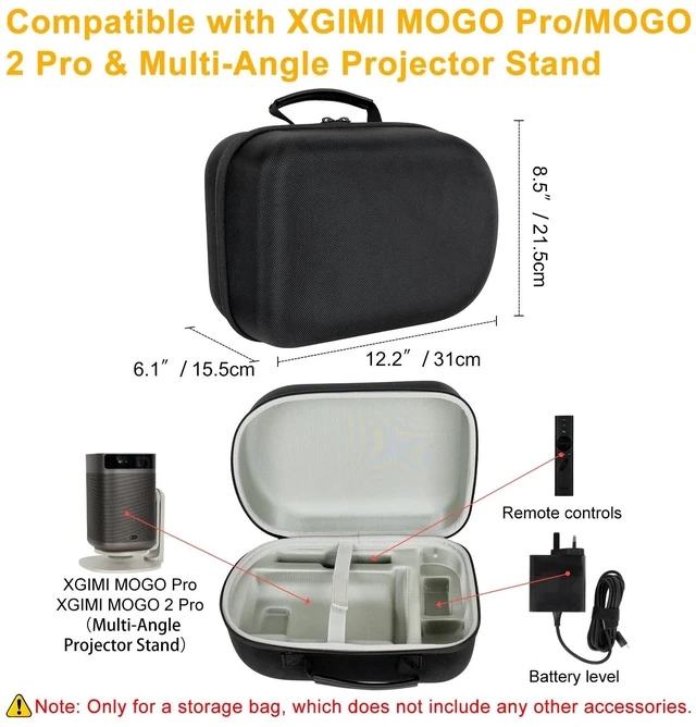 Alt view image 2 of 5 - XINGFUDAO Hard Carrying Case for XGIMI MoGo Pro/MoGo 2 Pro & Multi-Angle Projector Stand 1080P Portable Projector, Waterproof with Separate Space (Compatible with Projector and Stand)