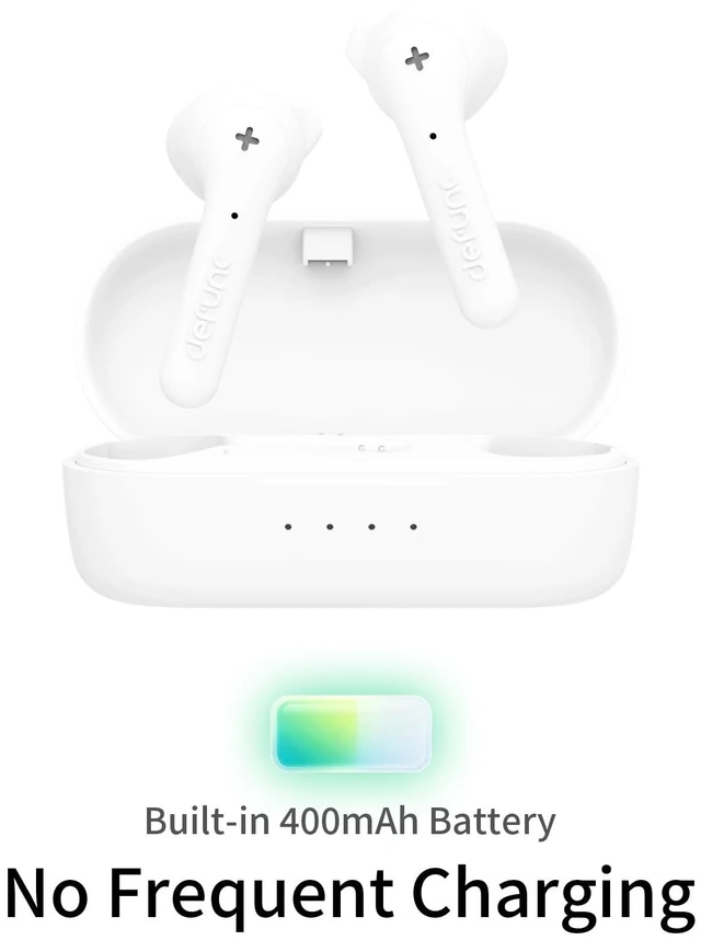 Alt view image 3 of 5 - Defunc True Basic Wireless Earbuds, Bluetooth 6.0, Patented MultiTip Semi-in-Ear Design with Silicone Ear Wings, AI App Support, Quad Microphones, Waterproof, 22H Playtime, Secure Fit Earbuds (