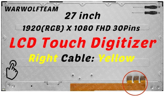 Alt view image 2 of 5 - WARWOLFTEAM Screen Replacement for HP 27-CA 27-CA1244 27-CA1244NH All in One 27inch 60Hz 30Pins 1920 x 1080 FHD LCD LED Screen Display Digitizer Panel(Only for Touch Version)