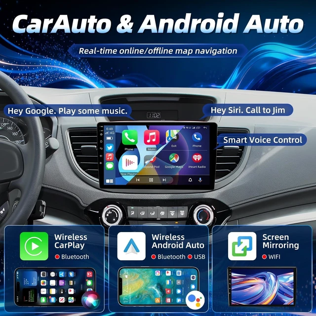 Alt view image 3 of 5 - Car Radio for Honda CRV 2012-2016: 10inch 1280 * 800 HD IPS Touch Screen Wireless Carplay Android Auto Bluetooth 5.0 GPS 5G WiFi RDS FM Radio SWC 1080 AHD Backup Camera