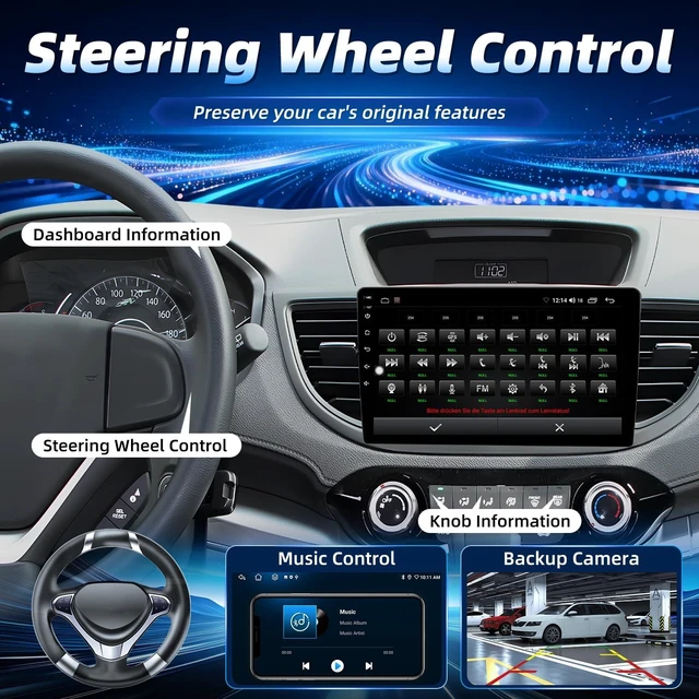 Alt view image 4 of 5 - Car Radio for Honda CRV 2012-2016: 10inch 1280 * 800 HD IPS Touch Screen Wireless Carplay Android Auto Bluetooth 5.0 GPS 5G WiFi RDS FM Radio SWC 1080 AHD Backup Camera