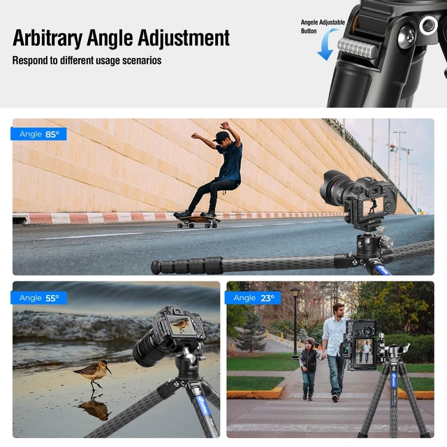 Alt view image 2 of 5 - LEOFOTO LS-365CX Professional Camera Tripod, 3/8" Mounting, Folded 3", Length 60, 5 Section, Compact Carbon Fiber 1.77kg Lightweight Tripod Stand for DSLR Video Camcorder, Max Load 44lbs/20kg