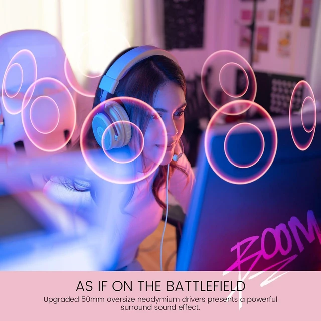 Alt view image 3 of 5 - EKSA E900 Wired Gaming Headset with Microphone for PS4, PS5, Xbox