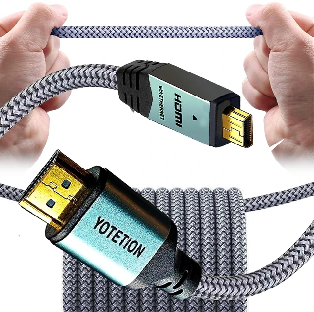 Alt view image 2 of 5 - YOTETION Micro HDMI 50FT Cable, 4K 60Hz Micro HDMI to HDMI 2.0 Cord Support HDR 3D ARC High Speed 18Gbps Compatible with Hero 7 6 5 Sony A6000 A6300 Camera Nikon B500 Yoga 3 Pro
