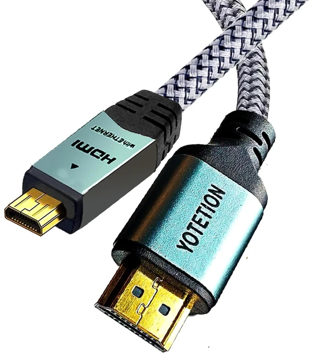 Alt view image 5 of 5 - YOTETION Micro HDMI 50FT Cable, 4K 60Hz Micro HDMI to HDMI 2.0 Cord Support HDR 3D ARC High Speed 18Gbps Compatible with Hero 7 6 5 Sony A6000 A6300 Camera Nikon B500 Yoga 3 Pro