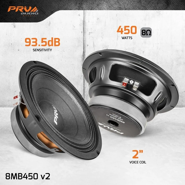 Alt view image 2 of 5 - PRV AUDIO 8 Inch Midbass Speaker 8MB450 v2, 450 Watts, 8 Ohm, 2 Inch Voice Coil, Pro Audio Loudspeaker (Single)