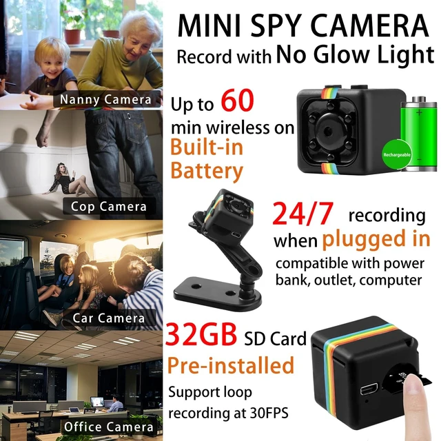 Alt view image 3 of 5 - Mini Camera Wireless, 1080P No WiFi Security Camera with 32GB TF Card