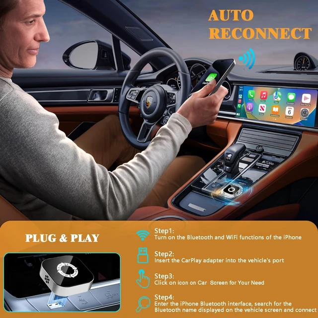 Alt view image 5 of 5 - BSUBSU 4 in 1 Screen Mirroring Wireless CarPlay Adapter (2026 Version)