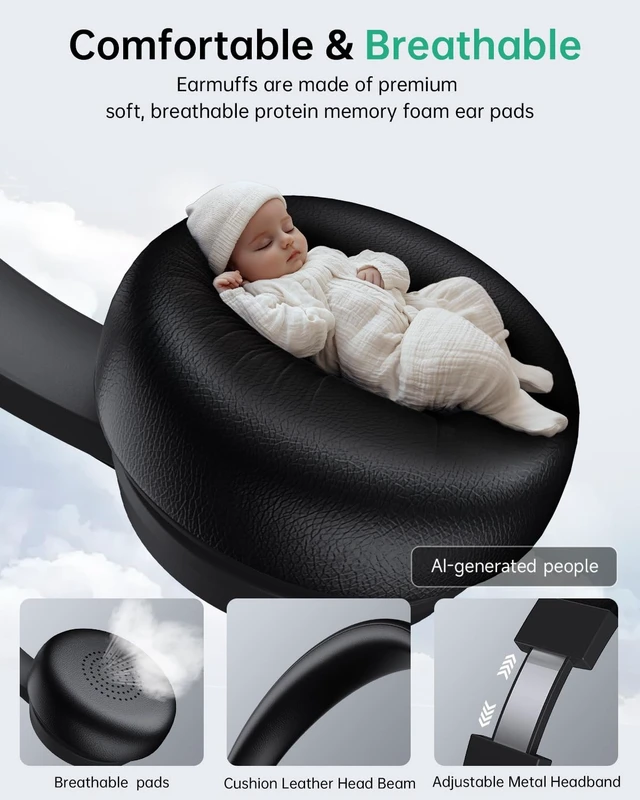 Alt view image 5 of 5 - AOC Wireless Headset with Mic for Work, AI Noise Cancelling, Bluetooth