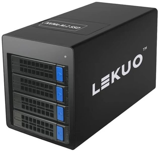 Alt view image 3 of 5 - USB 4.0 40Gbps Hybrid 4 Bay 2.5/3.5" SATA HDD/SSD+1 Bay M.2 NVMe (M/B+M Key) Aluminum Enclosure. Dual USB4.0 Port (Daisy Chain). Support 128TB (4*30TB HDD+1*8TB 2230/2242/2260/2280/22110 SSD)