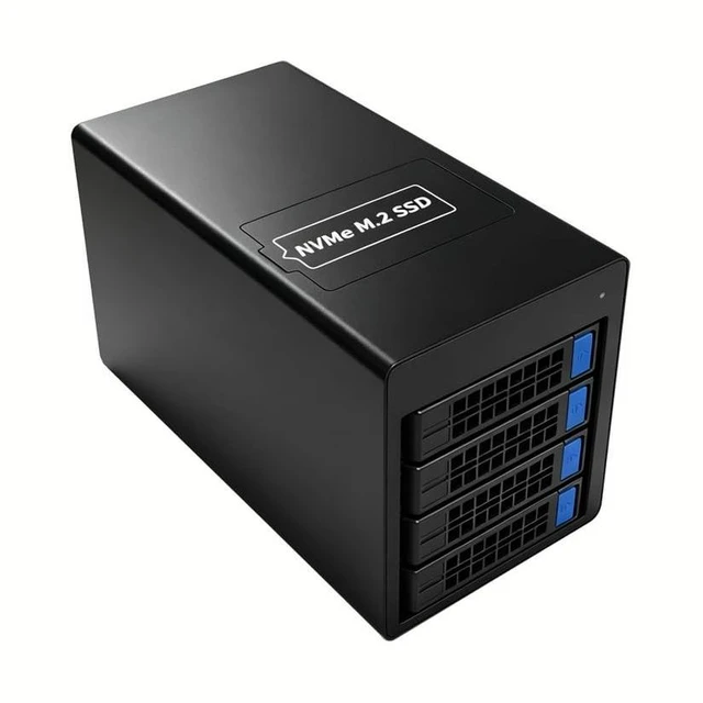 Alt view image 4 of 5 - USB 4.0 40Gbps Hybrid 4 Bay 2.5/3.5" SATA HDD/SSD+1 Bay M.2 NVMe (M/B+M Key) Aluminum Enclosure. Dual USB4.0 Port (Daisy Chain). Support 128TB (4*30TB HDD+1*8TB 2230/2242/2260/2280/22110 SSD)