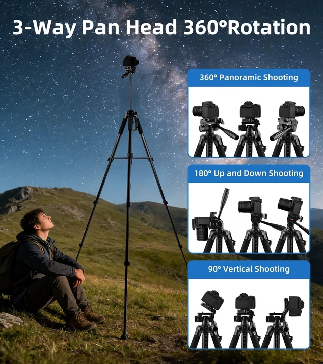 Alt view image 5 of 5 - 72" Camera Tripod, Aluminum Lightweight Portable Tripods Stand