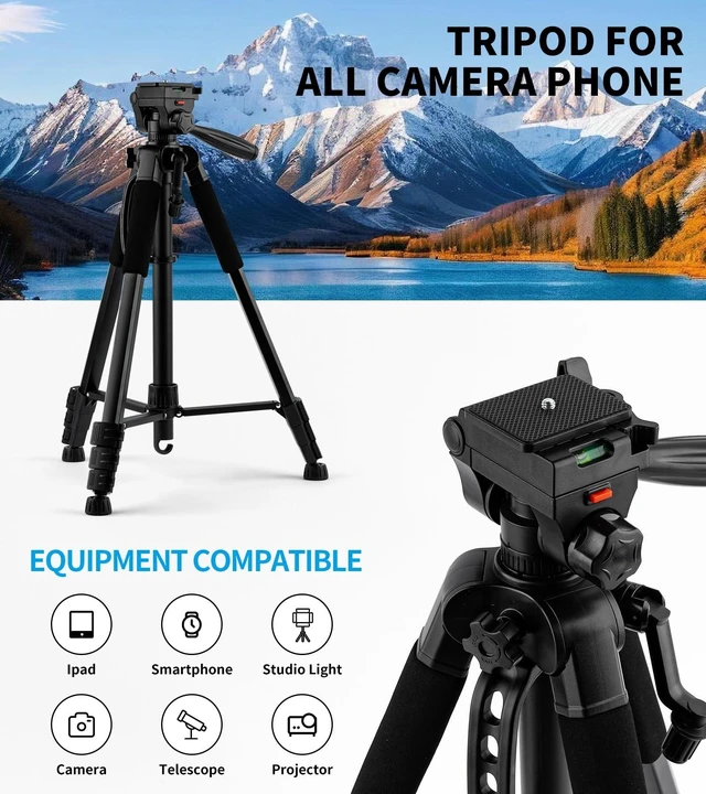 Alt view image 2 of 5 - 72" Camera Tripod, Aluminum Lightweight Portable Tripods Stand