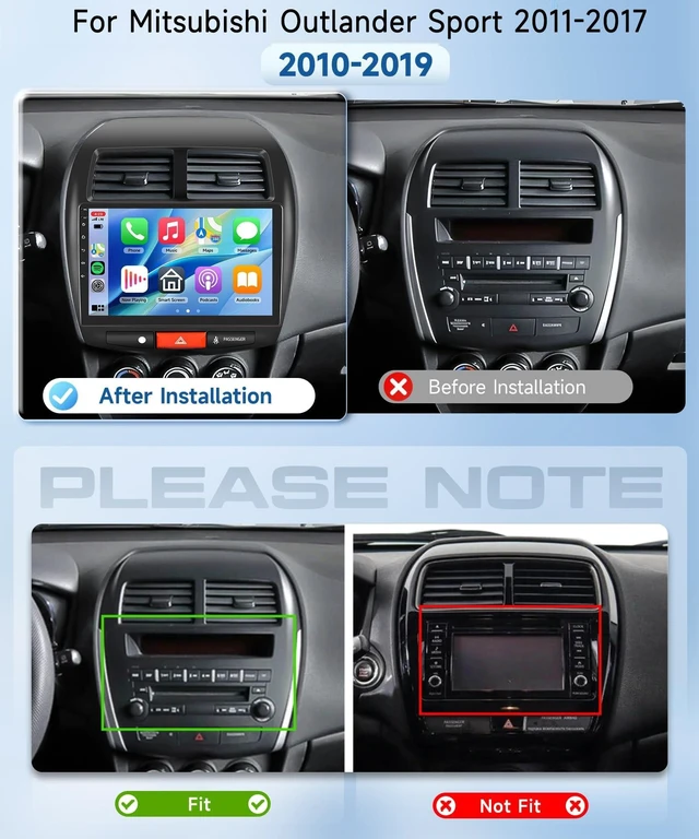 Alt view image 2 of 5 - 8Core 4GB+64GB for Mitsubishi Outlander Sport 2011-2017 Car Stereo Radio