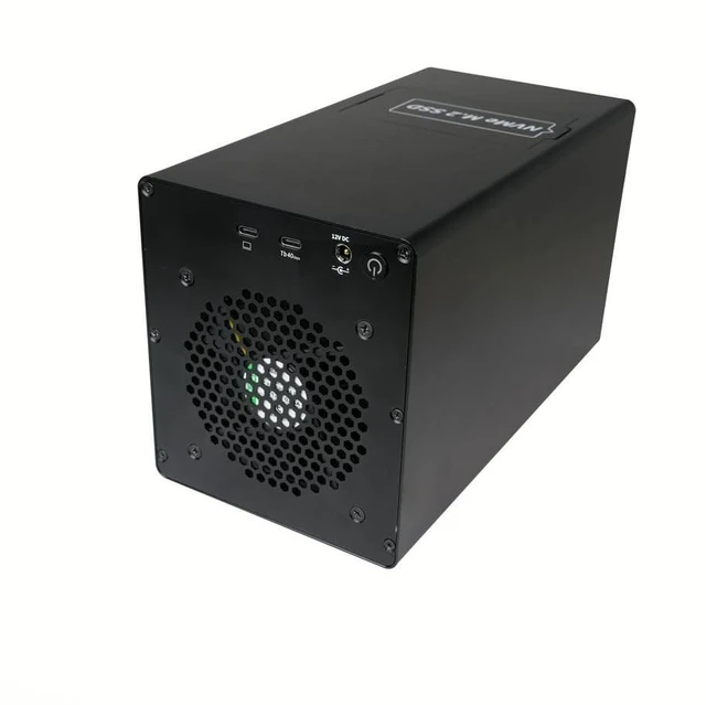 Alt view image 5 of 5 - USB 4.0 40Gbps Hybrid 4 Bay 2.5/3.5" SATA HDD/SSD+1 Bay M.2 NVMe (M/B+M Key) Aluminum Enclosure. Dual USB4.0 Port (Daisy Chain). Support 128TB (4*30TB HDD+1*8TB 2230/2242/2260/2280/22110 SSD)