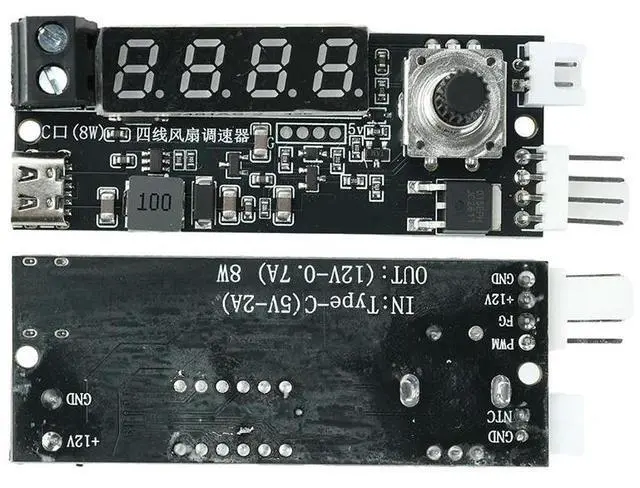 Main image of 4 Wire Pwm Fan Temperature Governor Module DC 5V 12V Type C Supply Auto Linear Speed Adjustment Ntc Probe For Pc Aquarium