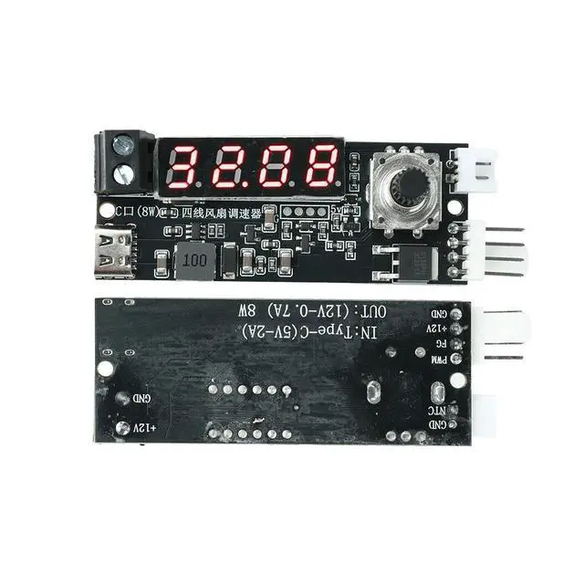 Alt view image 3 of 3 - 4 Wire Pwm Fan Temperature Governor Module DC 5V 12V Type C Supply Auto Linear Speed Adjustment Ntc Probe For Pc Aquarium