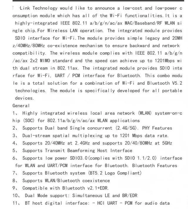 Alt view image 3 of 3 - Realte RTL8852BS, Ouzhiton F-Link 6252B-SRB Bluetooth Module, 6 Module