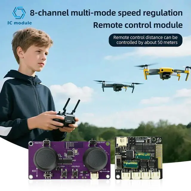 Alt view image 5 of 6 - 8-Channel 2.4GHz Remote Control Module Kit with Dual-Thumbstick Design for DIY Remote Control Cars And Boats
