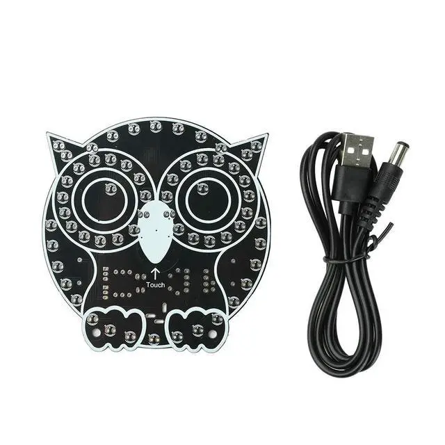 Alt view image 3 of 3 - DIY Soldering Practice Kit Owl LED Touch Night Light USB 5V Four Display Modes Touch Dimming Cute Desktop Ornament