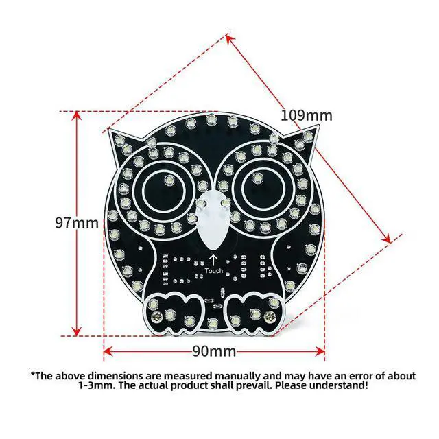 Alt view image 2 of 3 - DIY Soldering Practice Kit Owl LED Touch Night Light USB 5V Four Display Modes Touch Dimming Cute Desktop Ornament