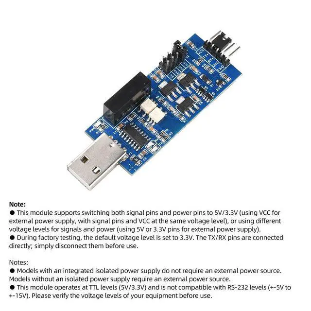 Alt view image 3 of 3 - Isolated USB to TTL Serial Adapter CH340 Module 4-Level Output Support 153600bps Compact Easy Use for Industrial & High-Speed