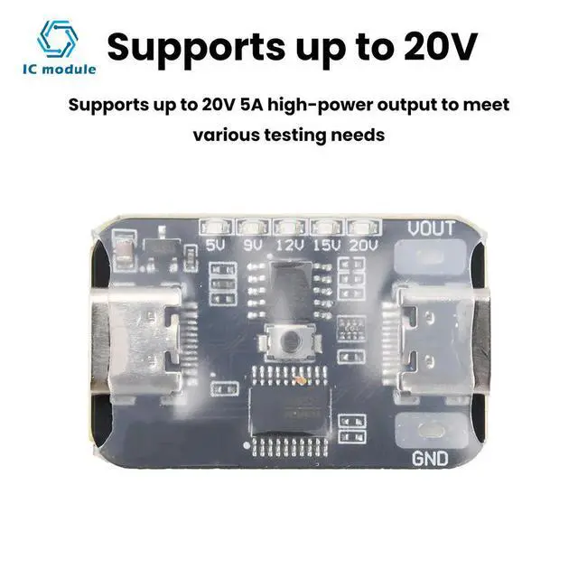 Alt view image 2 of 3 - PD Fast Charging Deceiver PD2.0/3.0 Deception Module Adjustable Voltage Aging Test Supports 5V/9V/12V/15V/20V Output Type C