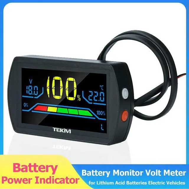 Alt view image 2 of 3 - Universal Monitor Volt Meter 7-100V LCD Display Power Level Indicator for Lithium Acid Batteries Electric Vehicles