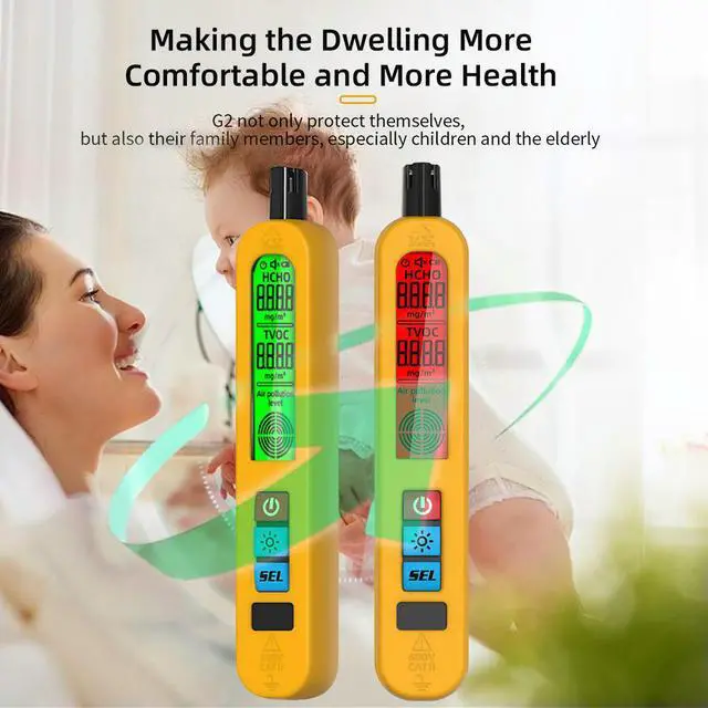 Alt view image 2 of 3 - G2 Air Detector Formaldehyde HCHO TVOC LCD Display Mute Detection Home Office Indoor Measurement
