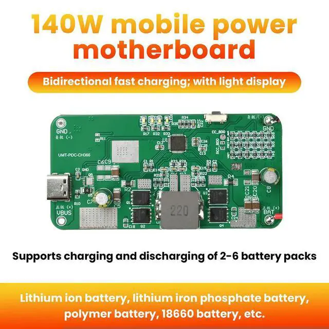 Alt view image 4 of 6 - PD140W Bidirectional Fast Charging IP2366 2S- 6S Lithium Charge Li-ion Lifepo4 BMS Charger TYPE-C Buck Converter