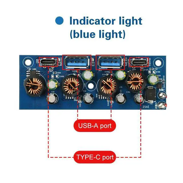 Alt view image 6 of 6 - DC 9-30V PD2.0 PD3.0 10A Fast Charger High Power Module All Protocol Desktop Step-down Module Type-c and USB Interface