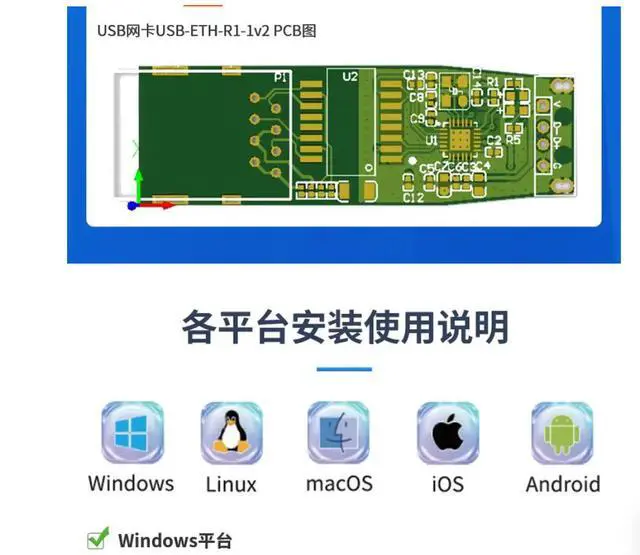 Alt view image 3 of 3 - CH397A Low Power Consumption & High Integration USB Network Adapter USB-ETH-R1-1v2 CH397A