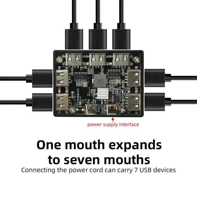 Alt view image 2 of 3 - Multi Port USB Expansion Hub 7 USB2.0 Interface PD QC 12V Trigger Buck Board Type C Power Input 40W Charger For Office DIY