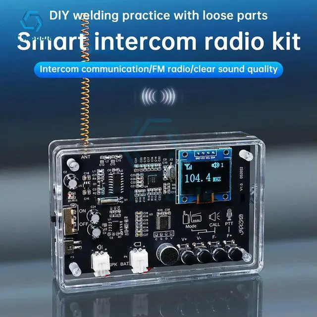 Alt view image 2 of 3 - FM Radio DIY Kit with Walkie Talkie Function 0.96" OLED Screen Intercom FM Radio Welding Practice Loose Parts