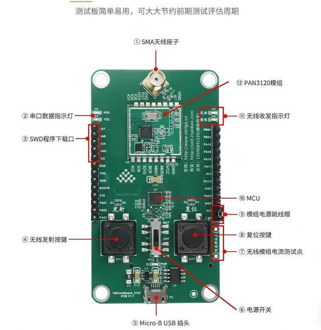 Alt view image 3 of 3 - PAN3120 Low Power Module Kit Evaluation Test Development Board Demo Board for Internet of Things (IoT), Mob