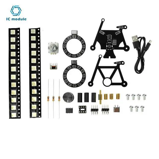 Alt view image 3 of 3 - DC 5V Bicycle Electronic DIY Welding Kit With SMD RGB LED Lights Knob Control Type C Interface For Beginners
