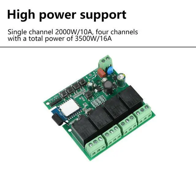 Alt view image 3 of 3 - 433MHZ 2000W/10A 4 Channel Receiver 10A 16A Relay Switch Module Electronic Component Kit