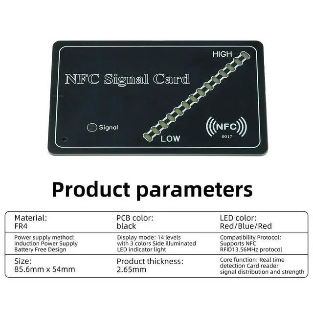 Alt view image 2 of 3 - 13.56Mhz RFID NFC Test Card V1.1 14 Stage Tri Color LED Induction Power Supply Detector For Production Line Inspection