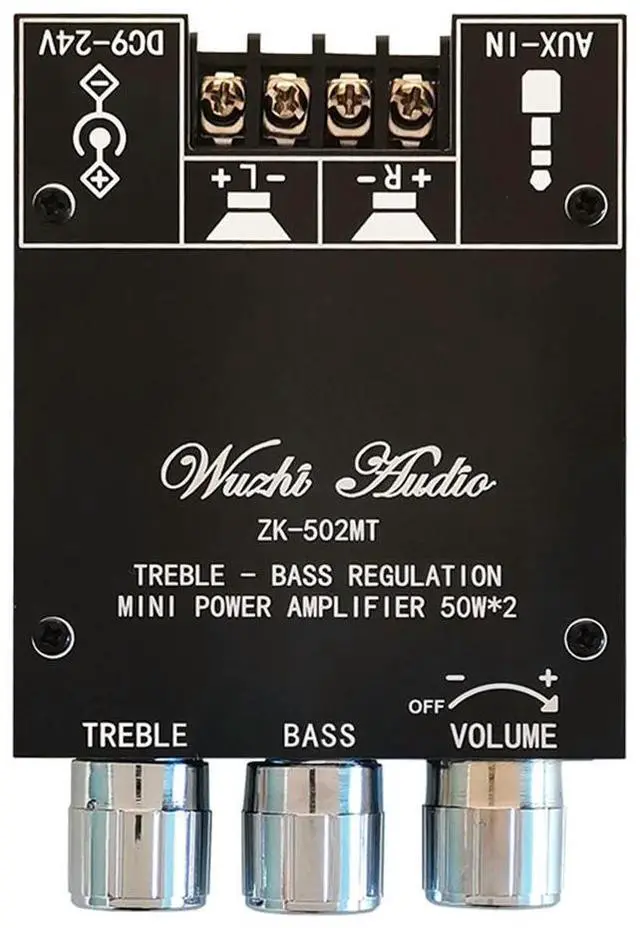 Main image of ZK-502MT 2*50W Bluetooth 5.0 Amplifier Board High Power Audio Stereo Amplifier Board AUX Bass Treble AMP