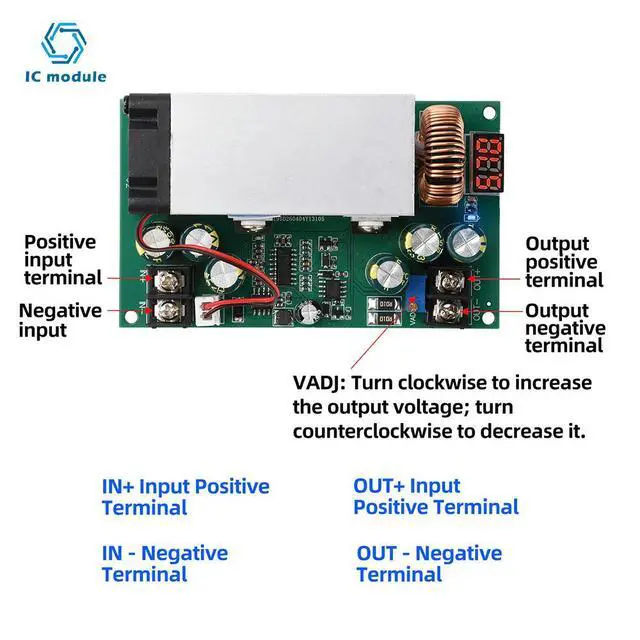Alt view image 3 of 3 - 600W DC-DC Step-Down Power Supply Module Adjustable 12V-75V to 5V-60V 25A High Power with Voltage Display 5V 19V 21V 24V 48V