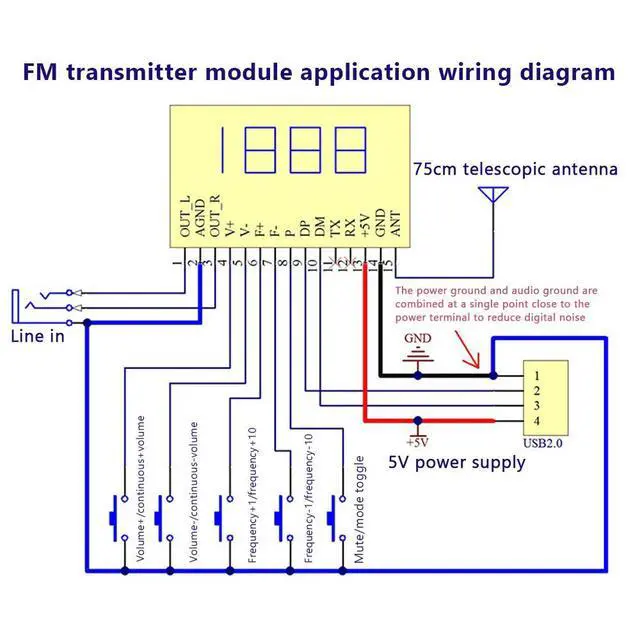 Alt view image 2 of 3 - FM Stereo Audio Transmitter Circuit Board Module Bluetooth Forwarding Distance 500m 76-108MHz FM Station Digital Display Module