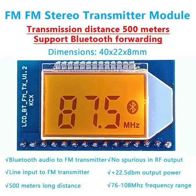 Alt view image 3 of 3 - FM Stereo Audio Transmitter Circuit Board Module Bluetooth Forwarding Distance 500m 76-108MHz FM Station Digital Display Module