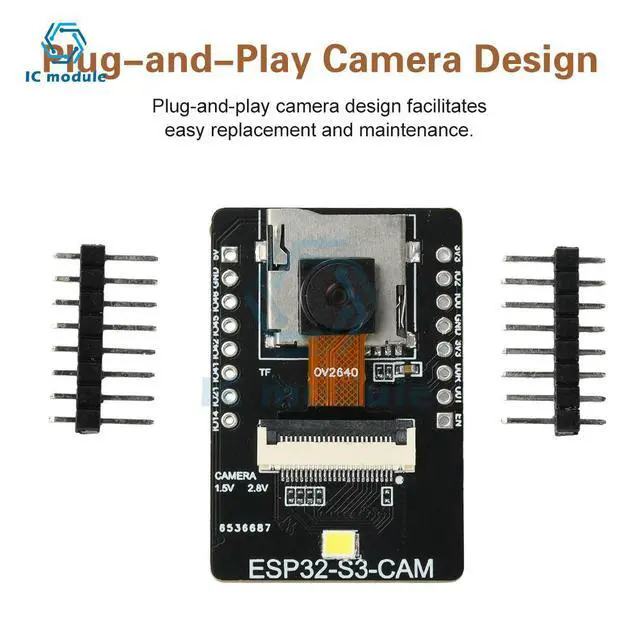 Alt view image 2 of 3 - ESP32-S3-CAM Bluetooth AI Vision Module with Type C Interface for Face Detection and Color Recognition