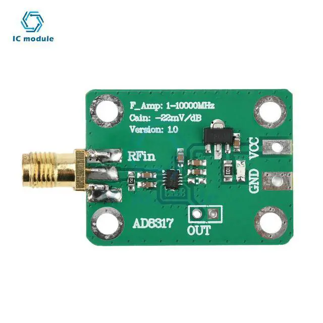 Alt view image 2 of 3 - AD8317 High Frequency Output Log Detector Power Meter 1M-10000MHz DC 7-15V RF Module RF Signal Power Detection