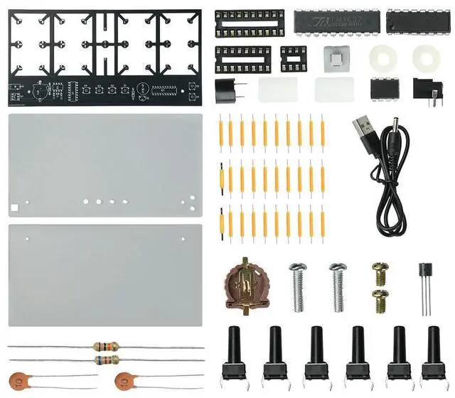 Main image of DIY Digital Clock Kit With Adjustable Brightness 4-Digit LED Display Desktop Alarm Clock For Welding Practice And Tech Training