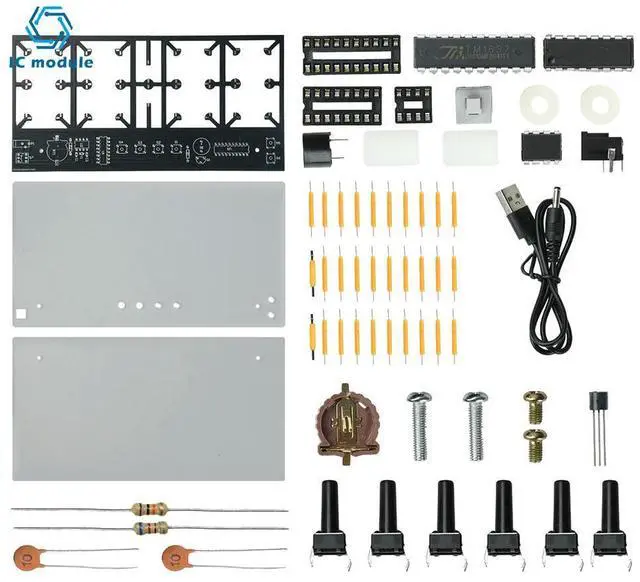 Alt view image 2 of 3 - DIY Digital Clock Kit With Adjustable Brightness 4-Digit LED Display Desktop Alarm Clock For Welding Practice And Tech Training