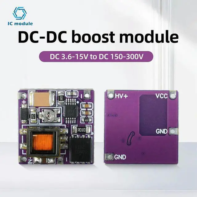 Alt view image 3 of 3 - Adjustable DC-DC Boost Converter Module 3.6-15V Input to 160-300V Output High Voltage Power Supply for Nixie Tube Clocks