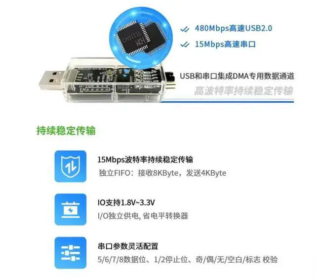 Alt view image 3 of 3 - CH9111L6T USB2.0 High-Speed TTL Serial Port Module CH9111L6T-EVT-R1
