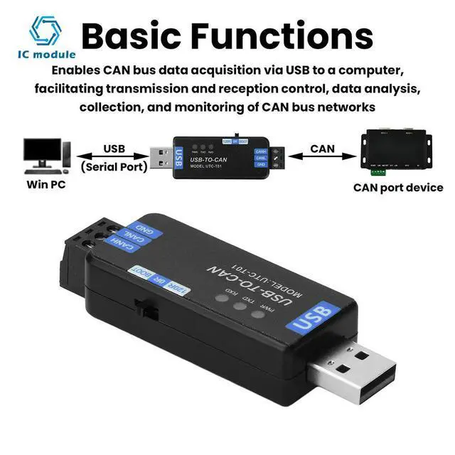 Alt view image 2 of 3 - USB to CAN Bus Converter Adapter PCAN Firmware Version Usb To Can Communicate Analyzer for Industrial Network Test Development