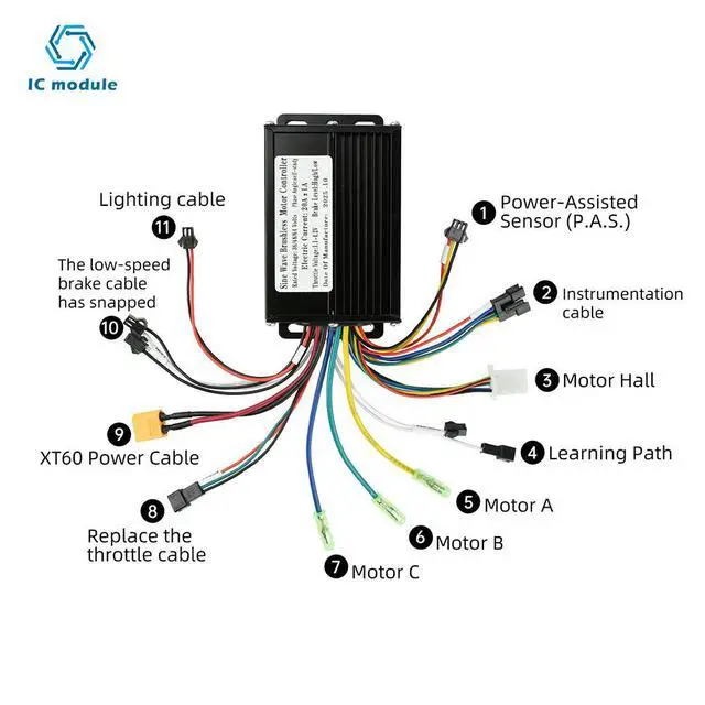 Alt view image 2 of 3 - Electric Bicycle Sine Wave Brushless Motor Controller 36V 48V 64V 750-1500W Module for Eco-Friendly Transportation